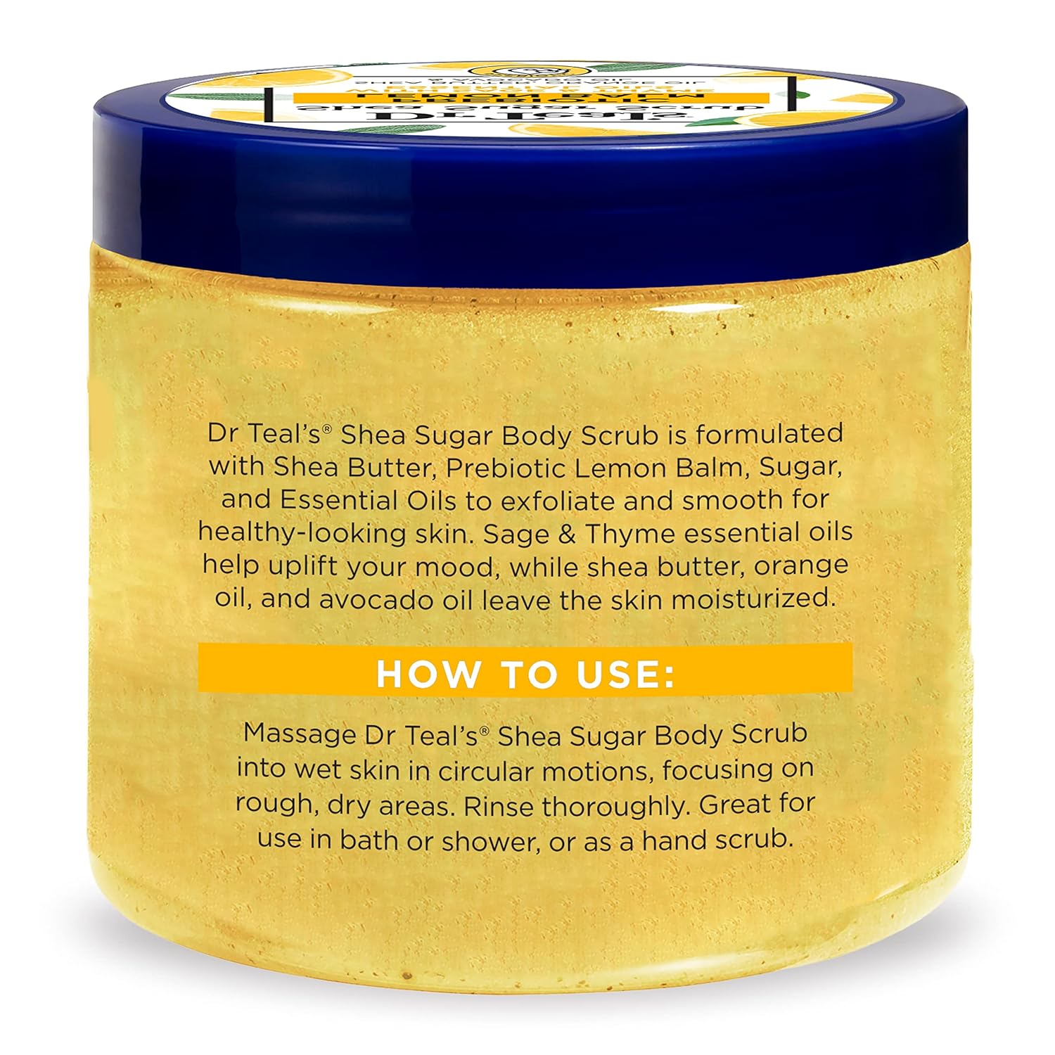 Dr Teal's Shea Sugar Scrub, Prebiotic Lemon Balm dddd