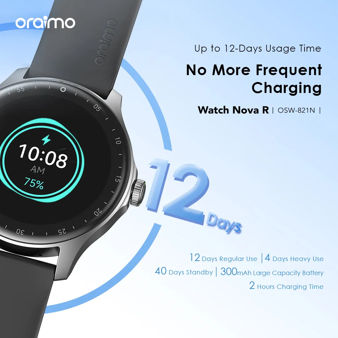 oraimo Watch Nova R 1.39'' Panda Glass IP68 Smart Watch OSW-821N 821n 5