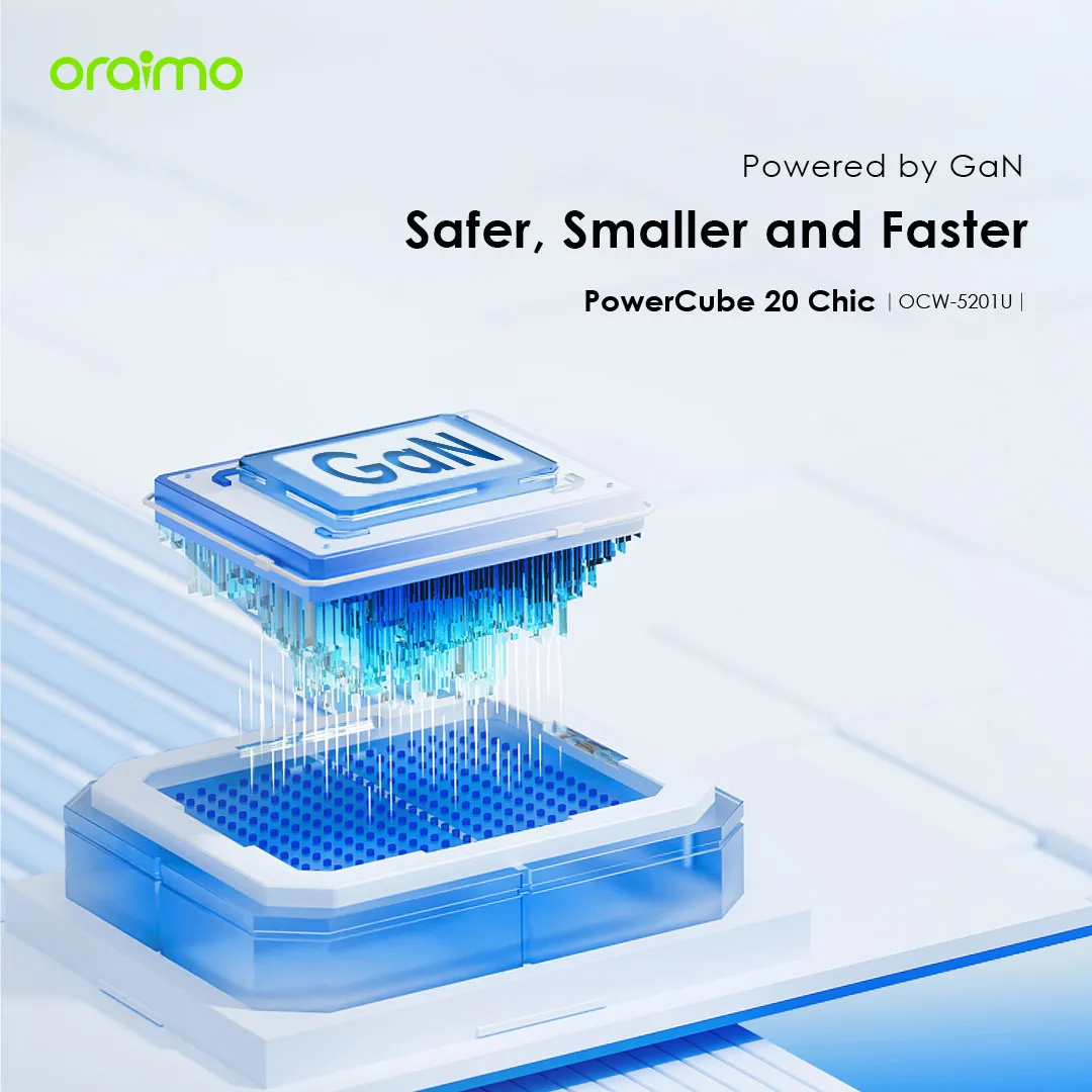 oraimo PowerCube 20 Chic 20W GaN Wall Charger Kit with Type-C to Type-C Cable OCW-5201U-CC54 OCW 5201E CC54 WHITE 4