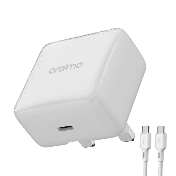 oraimo PowerCube 20 Chic 20W GaN Wall Charger Kit with Type-C to Type-C Cable OCW-5201U-CC54 OCW 5201E CC54 WHITE