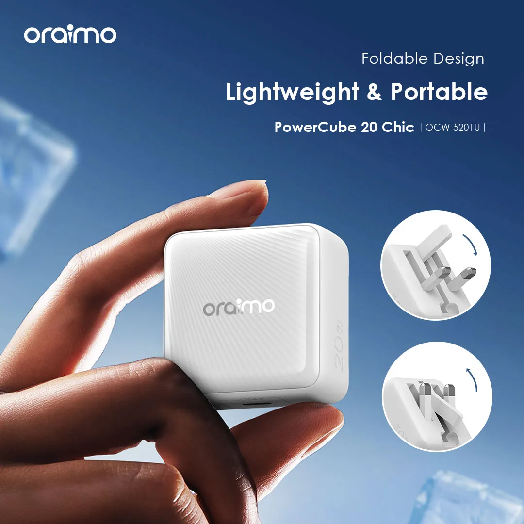 oraimo PowerCube 20 Chic 20W GaN Wall Charger Kit with Type-C to Lightning Cable OCW-5201U-CL55 OCW 5201U CL55 WHITE 1 6