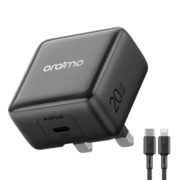 oraimo PowerCube 20 Chic 20W GaN Wall Charger Kit with Type-C to Lightning Cable OCW-5201U-CL55 OCW 5201U CL55 black 1