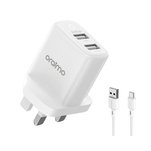 oraimo FireFly 2U 12W Wall Charger Kit OCW-U67D OCW U67D C53 White