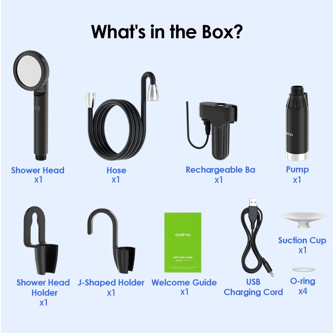 OPS 201A AquaFlex Portable Shower whats in the box 9