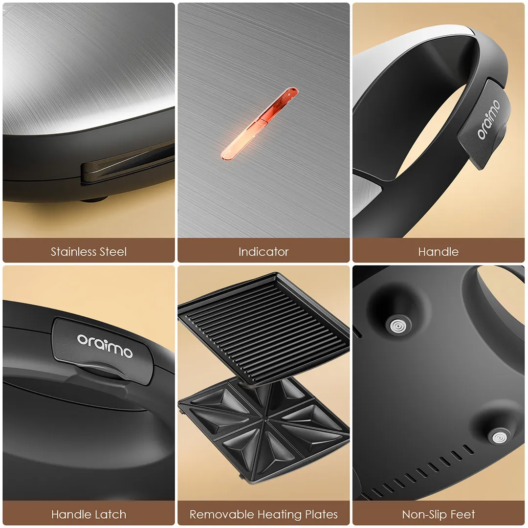 oraimo SmartSandwichMaker Plus 1200W with Detachable Cooking Plates OSM-501A OSM 501A OPENED 8
