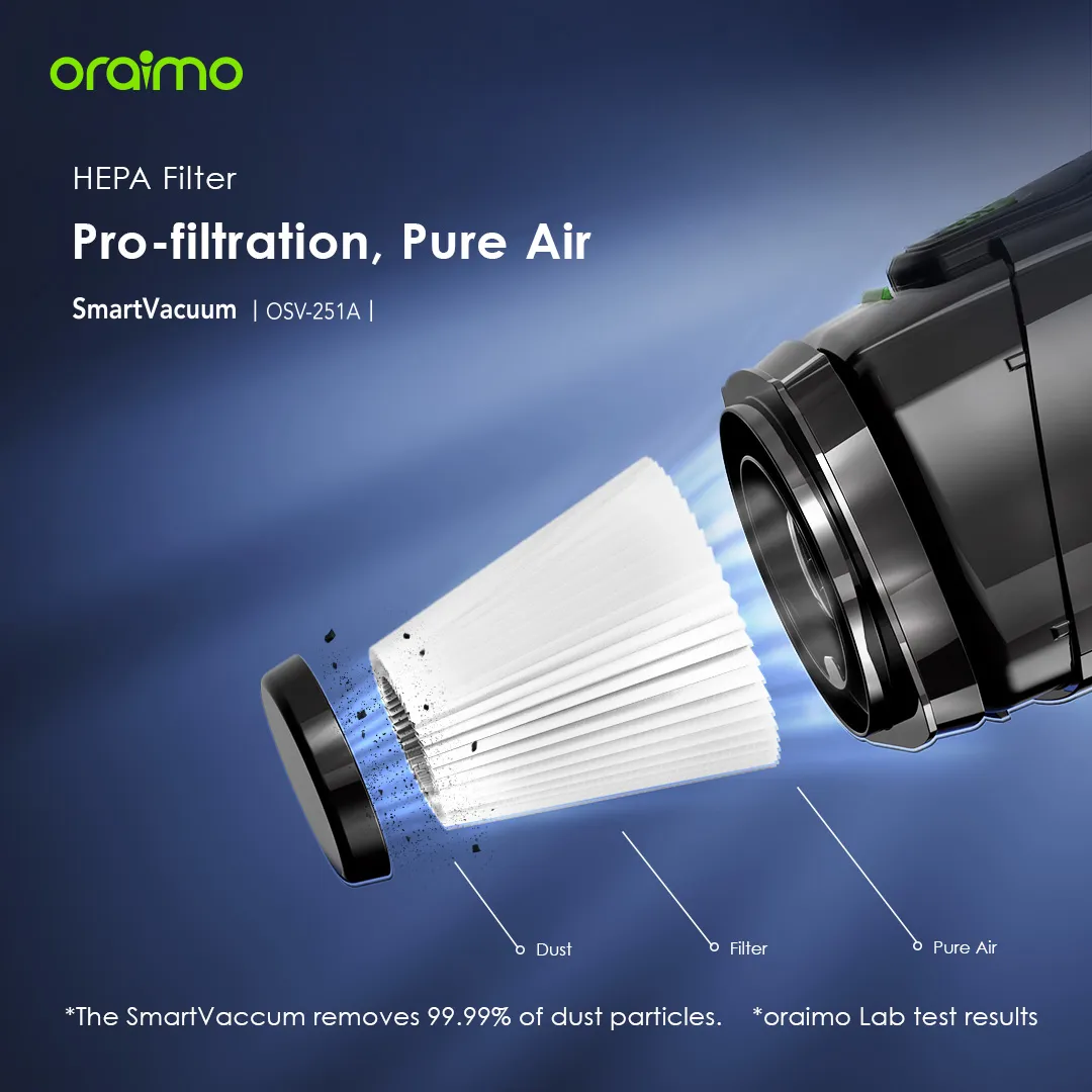 oraimo SmartVacuum Corded Vacuum Cleaner with 5m Cord, 500W High Speed Powerful Suction OSV-251A OSV 251A STICK VACUUM 5