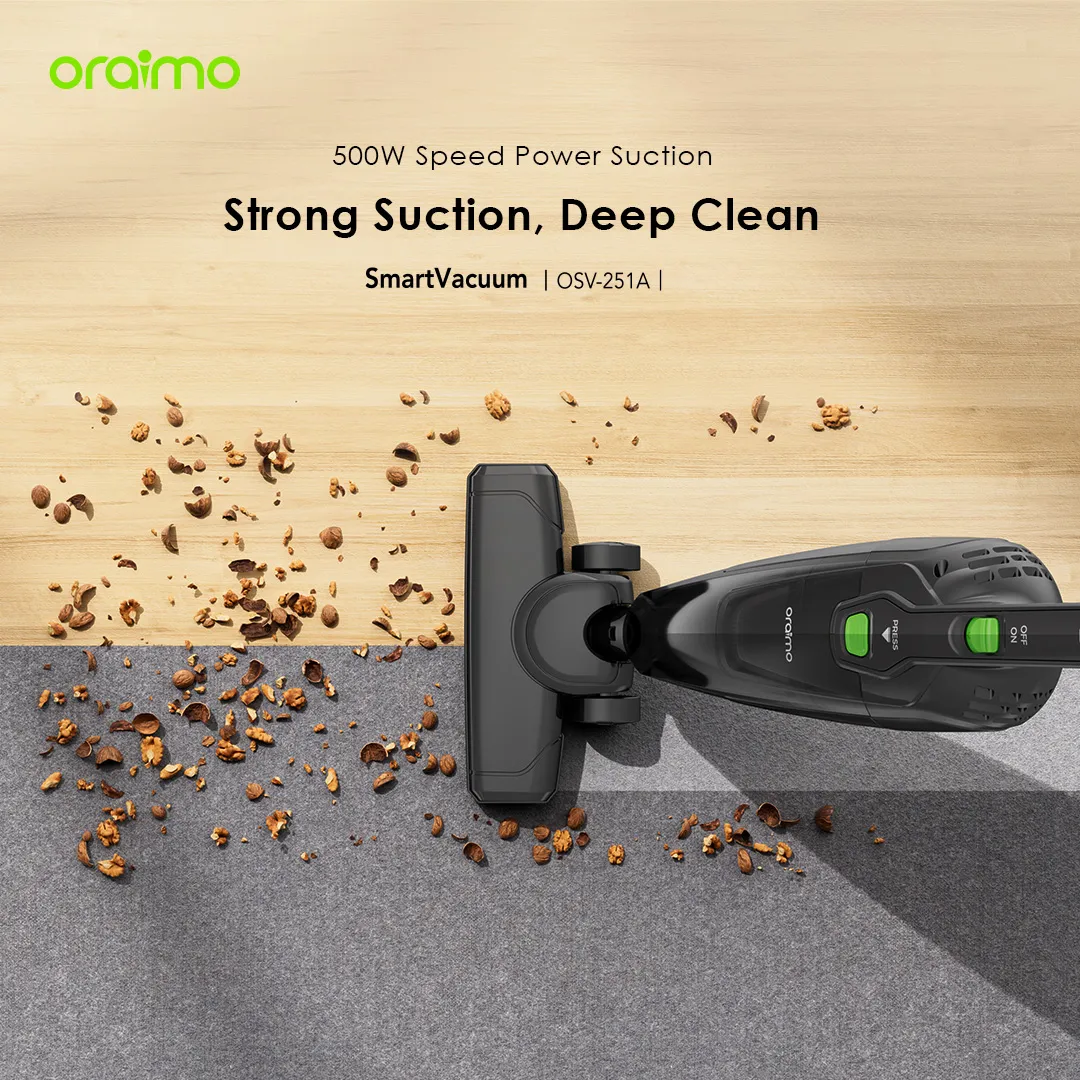 oraimo SmartVacuum Corded Vacuum Cleaner with 5m Cord, 500W High Speed Powerful Suction OSV-251A OSV 251A STICK VACUUM 9