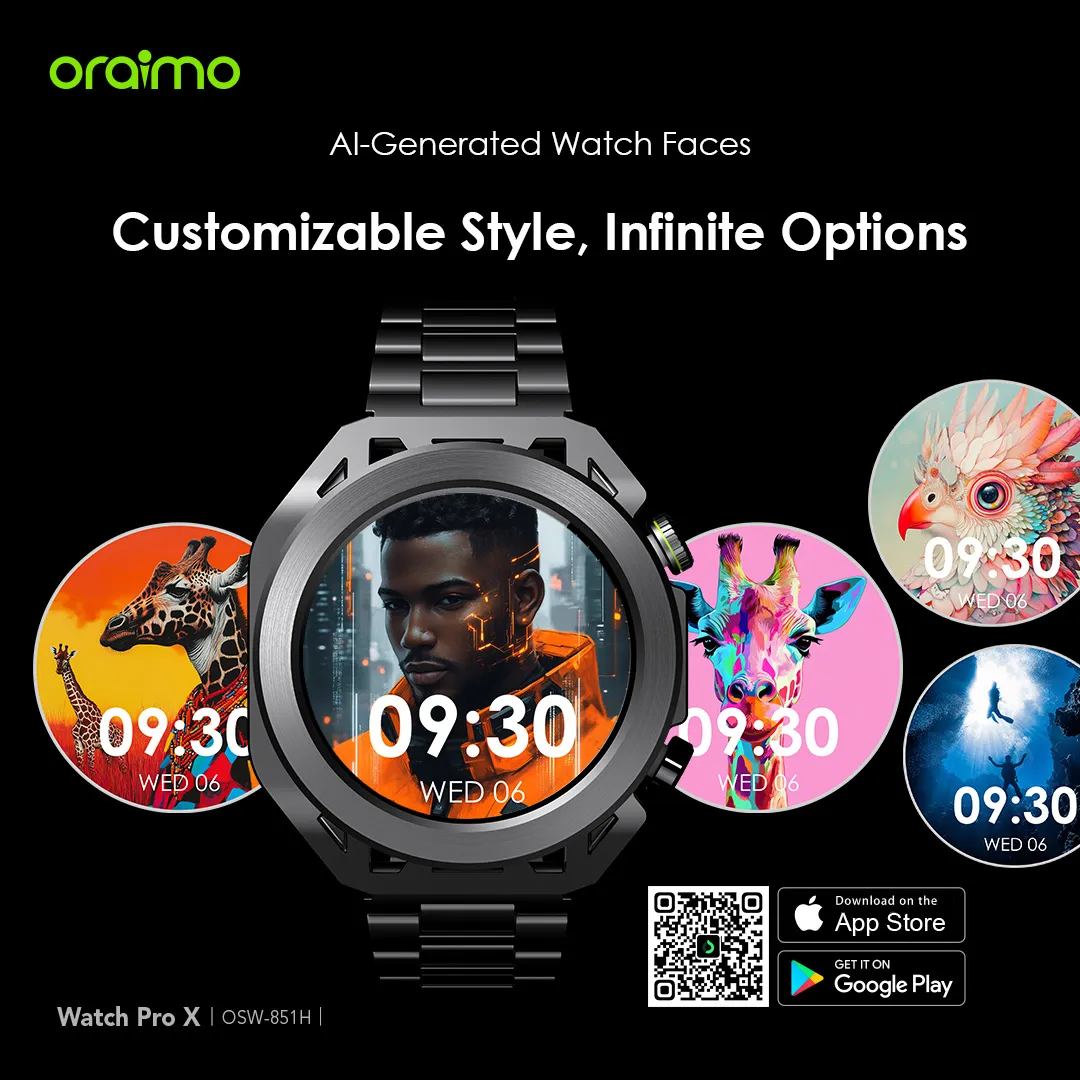oraimo Watch Pro X 1.43'' Amoled IP68 Smart Watch with 2 Replaceable Watch Cases & Straps OSW-851H OSW 851H FB 10