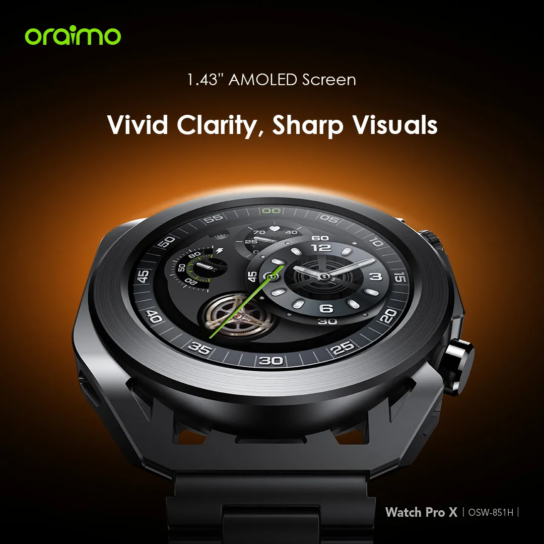 oraimo Watch Pro X 1.43'' Amoled IP68 Smart Watch with 2 Replaceable Watch Cases & Straps OSW-851H OSW 851H FB 3