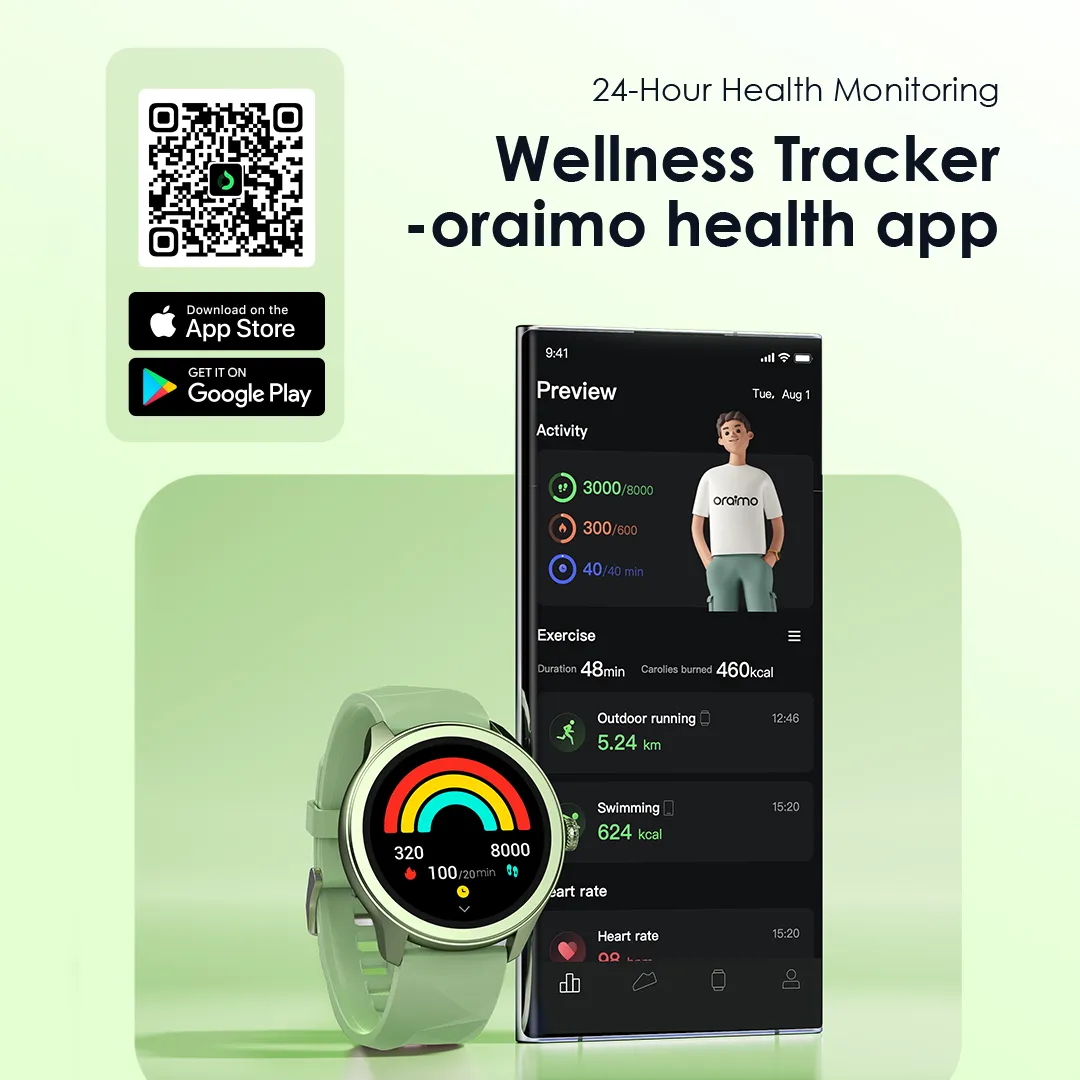 oraimo Watch 2R Colorful 1.39" TFT IP68 Smart Watch OSW-30-2 SMART WATCH 2R OSW 30 HEALTH MONITRING BY APP