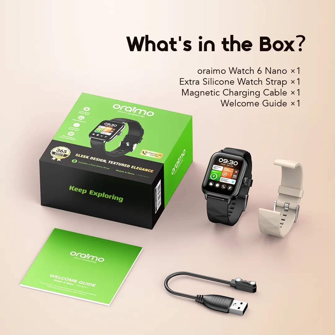 oraimo Watch 6 Nano 1.52" TFT Full Touch Smart Watch OSW-807N SmartWatch Watch6Nano OSW 807N 11 package