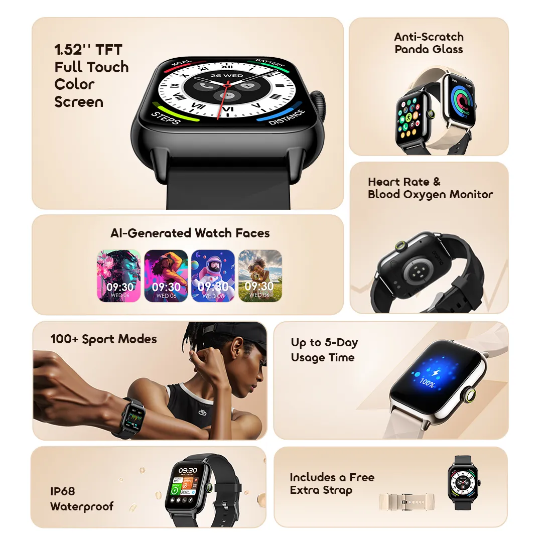 oraimo Watch 6 Nano 1.52" TFT Full Touch Smart Watch OSW-807N SmartWatch Watch6Nano OSW 807N 2 features