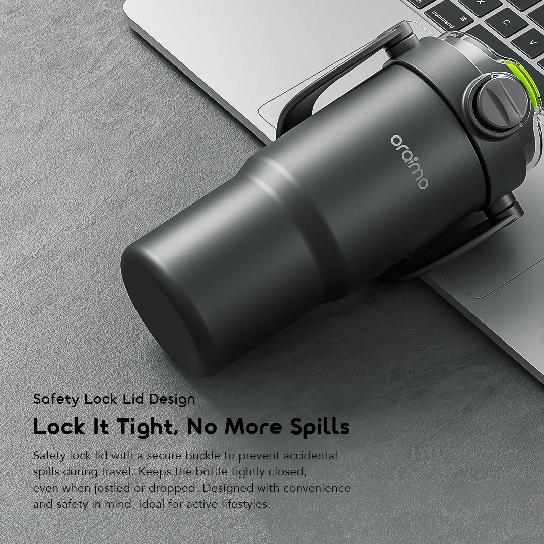 oraimo ThermoGo 750ml Stainless Steel Insulated Thermos OH-VIT201N Vacuum Thermos Cup OH VIT201N lock