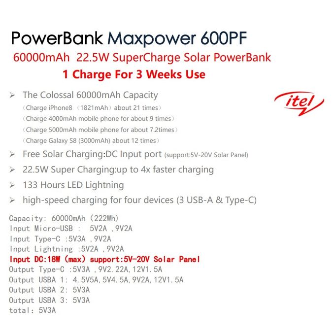 itel 600PF Power bank itel 600pf 4