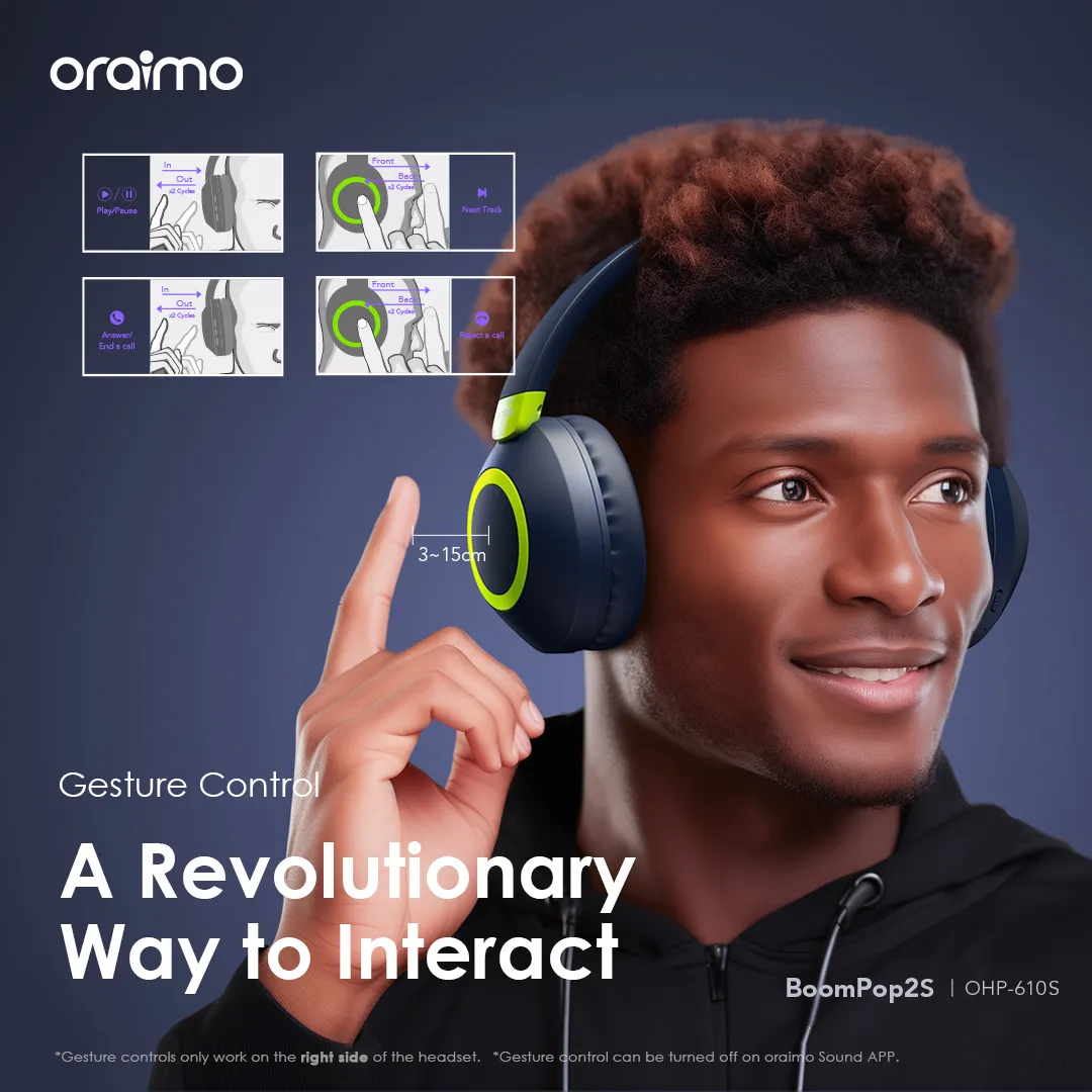 oraimo BoomPop2S ENC Over-Ear Wireless Headphones OHP-610S oraimo BoomPop2S ENC Over Ear Wireless Headphones ohp 610s 10