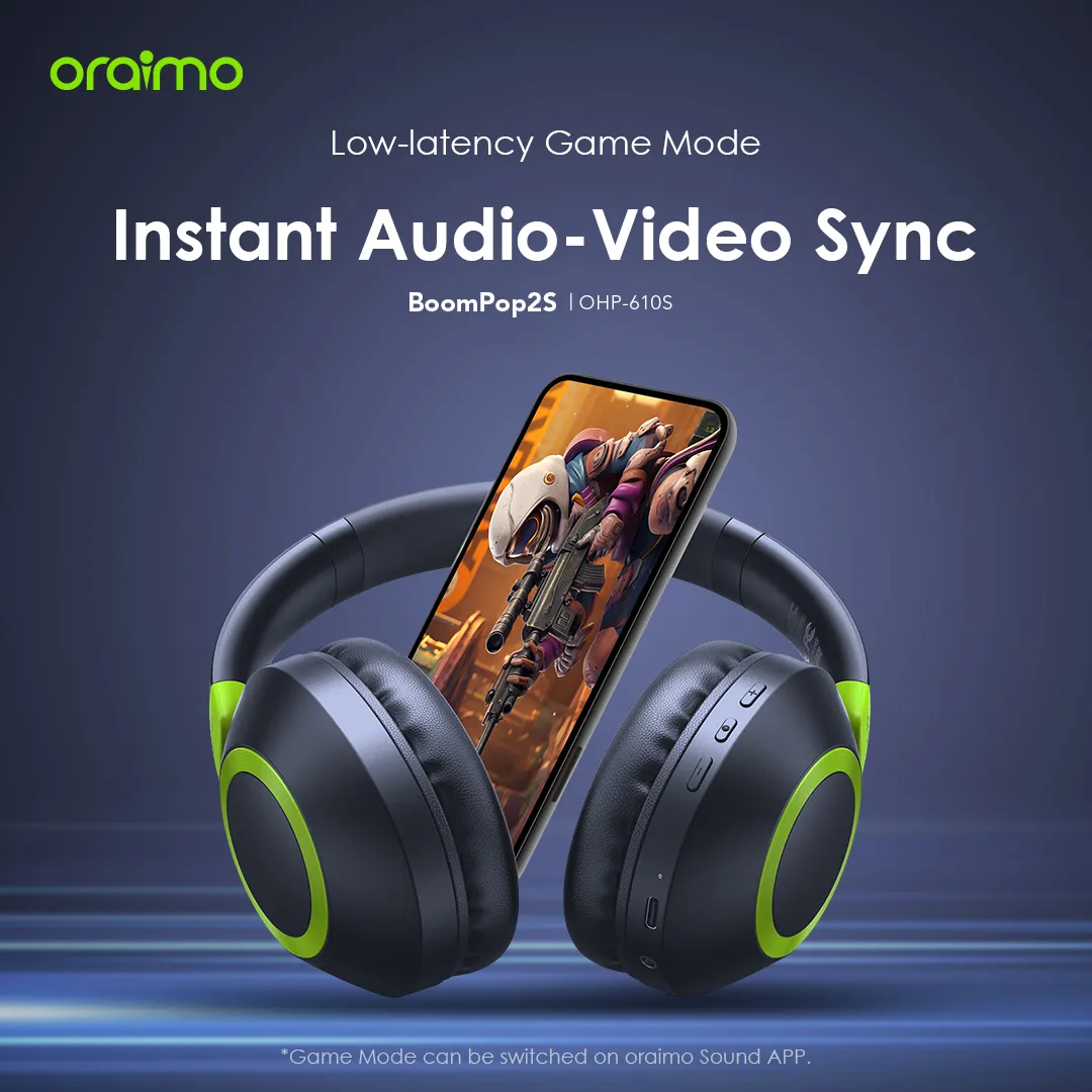 oraimo BoomPop2S ENC Over-Ear Wireless Headphones OHP-610S oraimo BoomPop2S ENC Over Ear Wireless Headphones ohp 610s 4