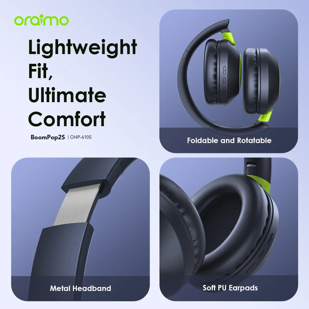 oraimo BoomPop2S ENC Over-Ear Wireless Headphones OHP-610S oraimo BoomPop2S ENC Over Ear Wireless Headphones ohp 610s 5