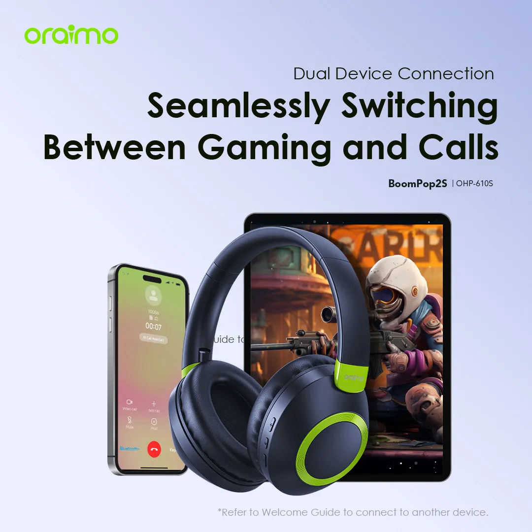 oraimo BoomPop2S ENC Over-Ear Wireless Headphones OHP-610S oraimo BoomPop2S ENC Over Ear Wireless Headphones ohp 610s 6