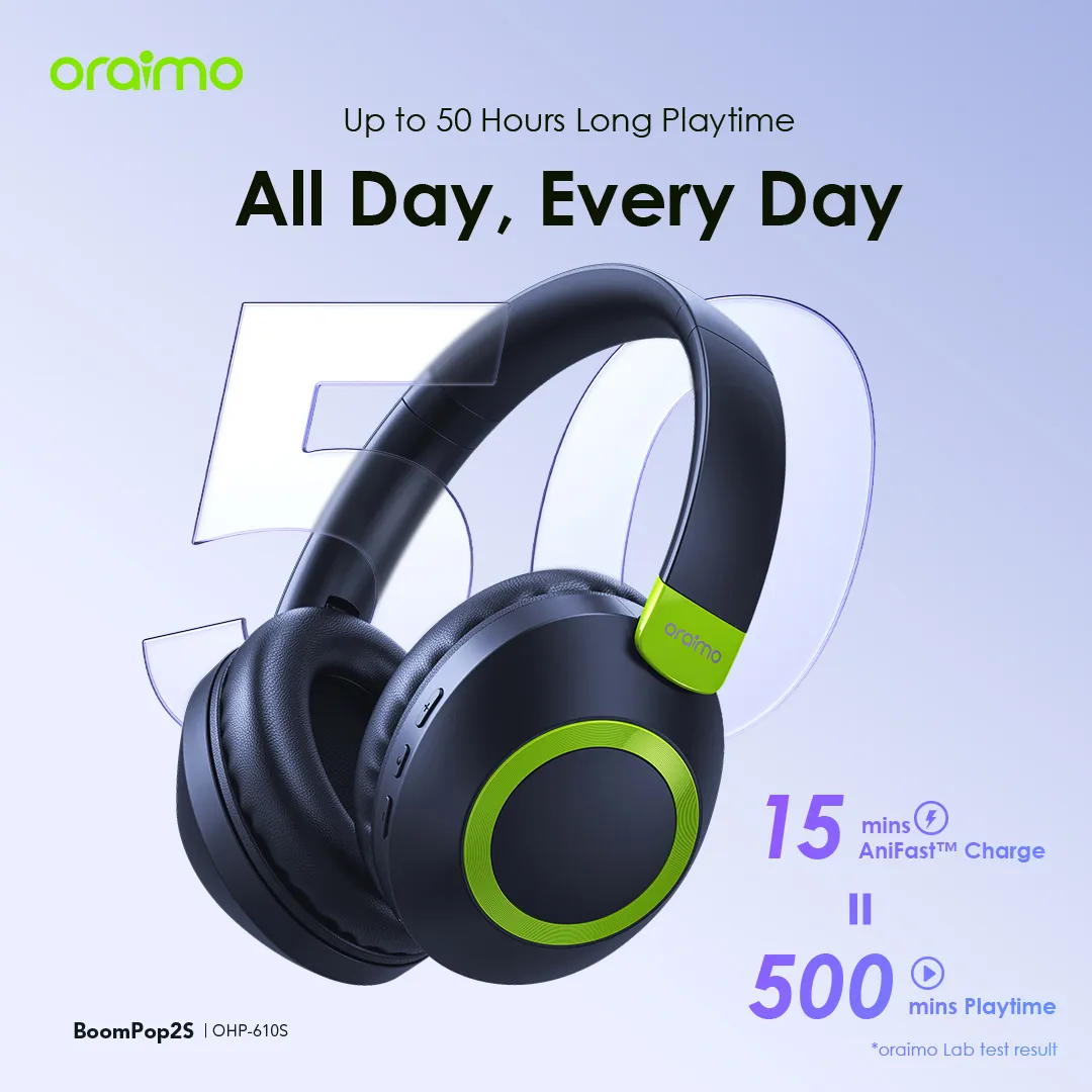 oraimo BoomPop2S ENC Over-Ear Wireless Headphones OHP-610S oraimo BoomPop2S ENC Over Ear Wireless Headphones ohp 610s 8