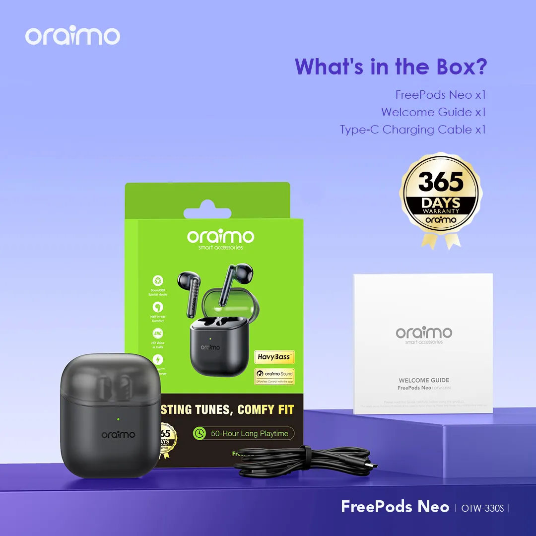 oraimo FreePods Neo Half In Ear True Wireless Earbuds OTW-330S oraimo FreePods Neo Half In Ear True Wireless Earbuds otw 330s 3