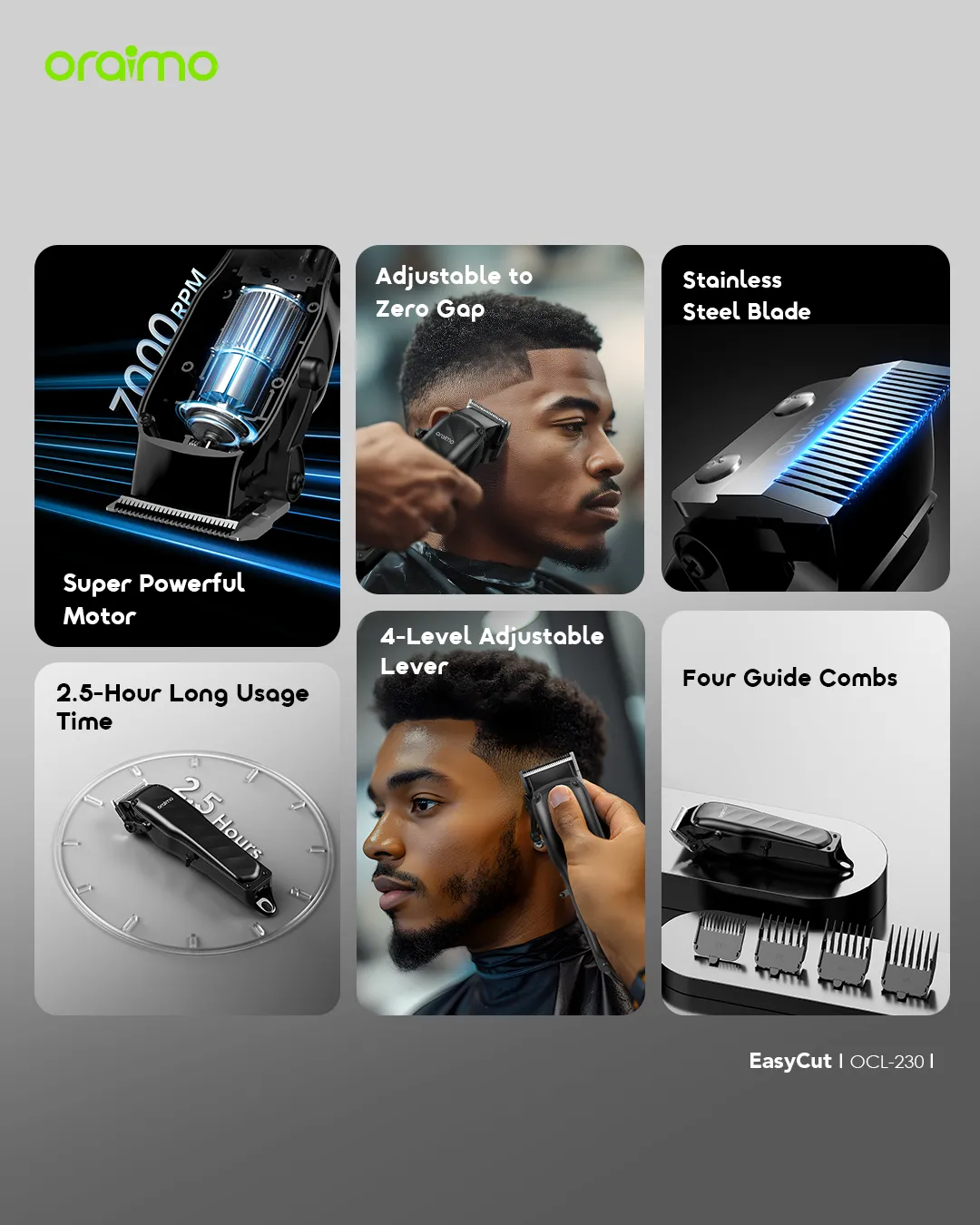 oraimo EasyCut Super Powerful Adjustable Hair Clipper OCL-230 oraimo Hair Clipper EasyCut OCL 230 Features