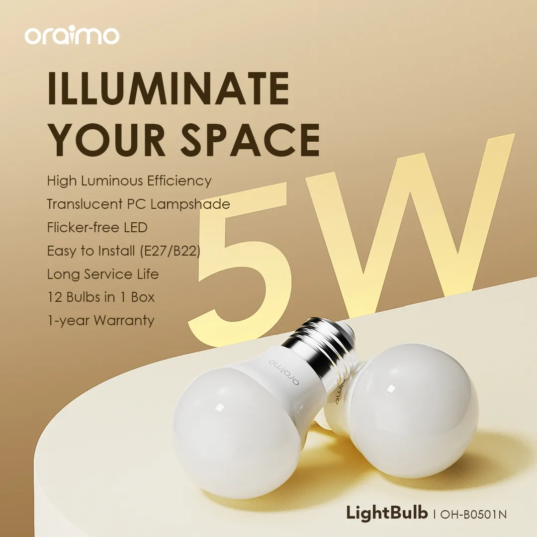 oraimo LightBulb 12pcs 5W LED Light Bulb OH-B0501N oraimo LightBulb 12pcs 5W LED Light Bulb 1