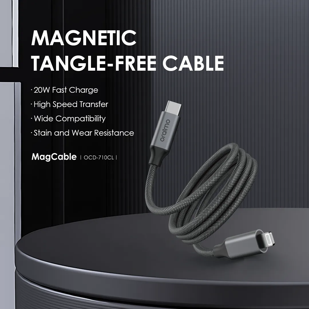 oraimo MagCable 1M 20W Type-C to Lightning Data Cable OCD-710CL oraimo MagCable 1M 20W Type C to Lightning Data Cable ocd 710cl