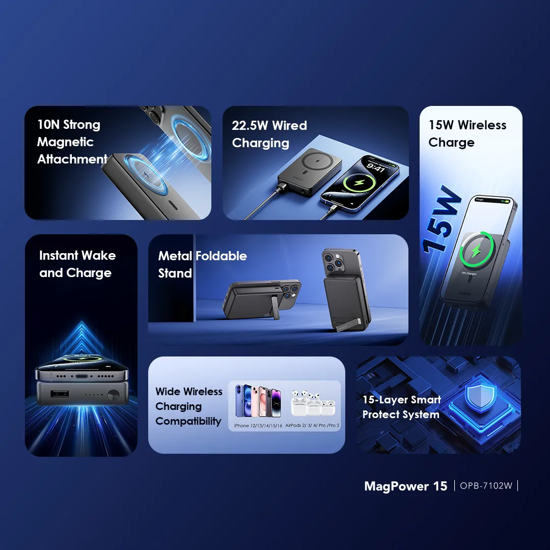 oraimo MagPower 15 10000mAh Wireless and Wired Power Bank 12