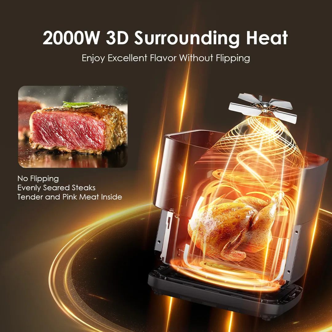 oraimo NutriFry Max 8L 2000W Air Fryer OAF-501A oraimo Nutrifry Max Air Fryer OAF 501A 2000W 3D Surrounding Heat