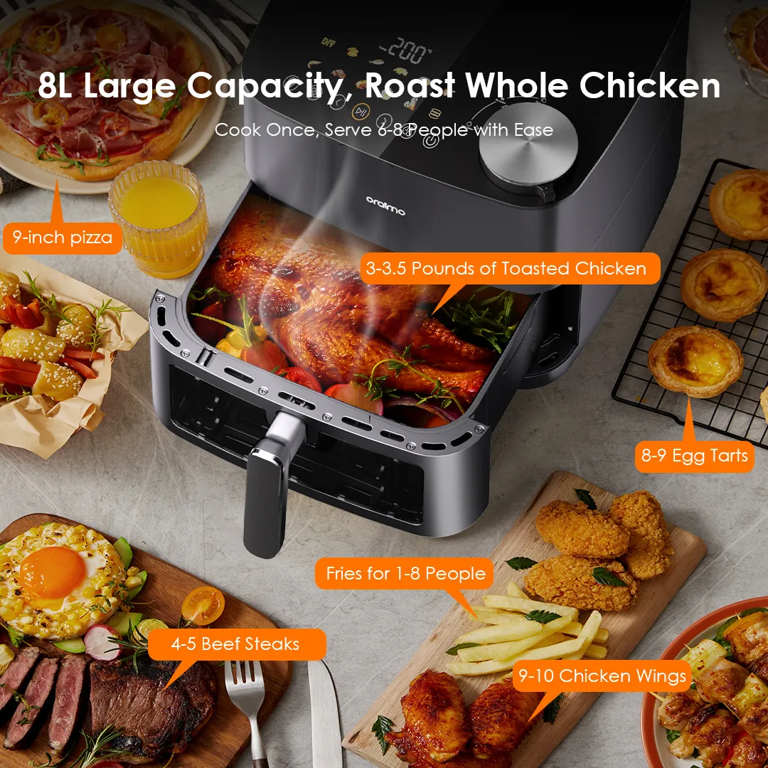oraimo NutriFry Max 8L 2000W Air Fryer OAF-501A oraimo Nutrifry Max Air Fryer OAF 501A 8L large capacity