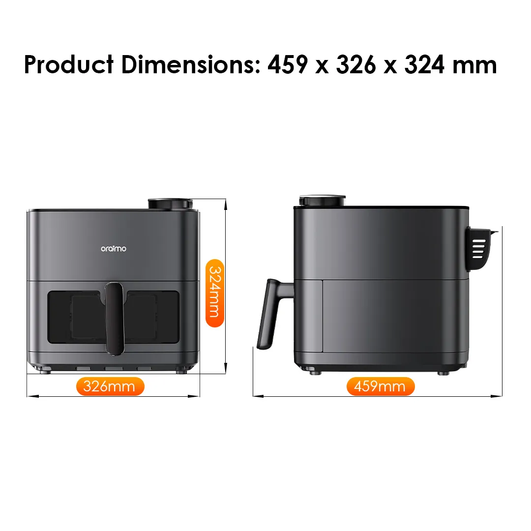 oraimo NutriFry Max 8L 2000W Air Fryer OAF-501A oraimo Nutrifry Max Air Fryer OAF 501A size