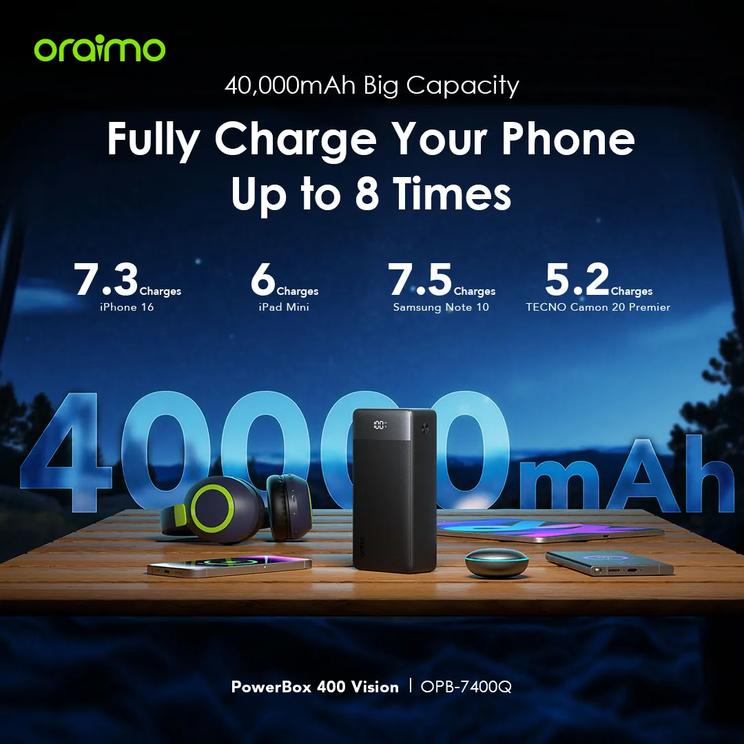 oraimo PowerBox 400 Vision 40000mAh 22.5W Power Bank OPB-7400Q oraimo PowerBox 400 Vision 40000mAh 22.5W Power Bank opb 7400Q 9