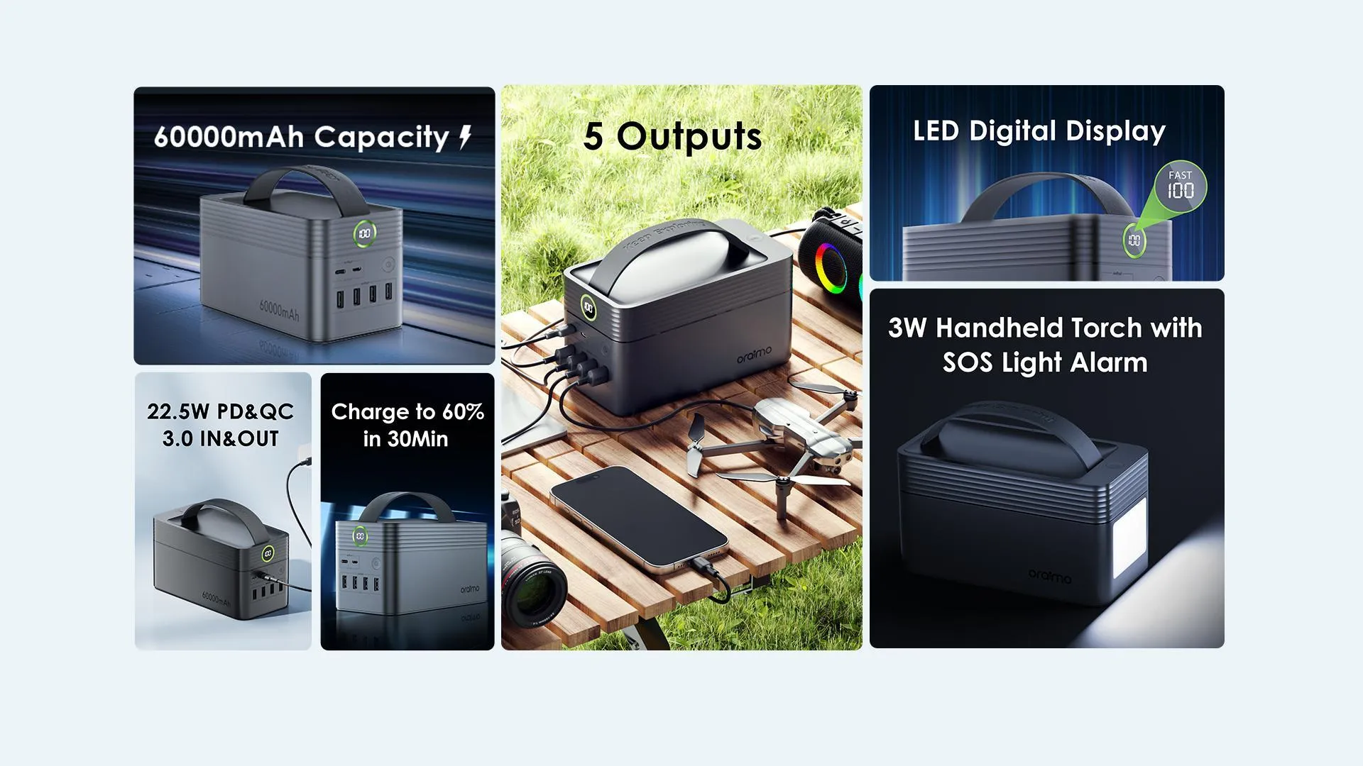 oraimo PowerBox 600 60000mAh 22.5W Power Bank OPB-P600Q-U97S oraimo PowerBox 600 60000mAh 22.5W Power Bank OPB 600Q 11