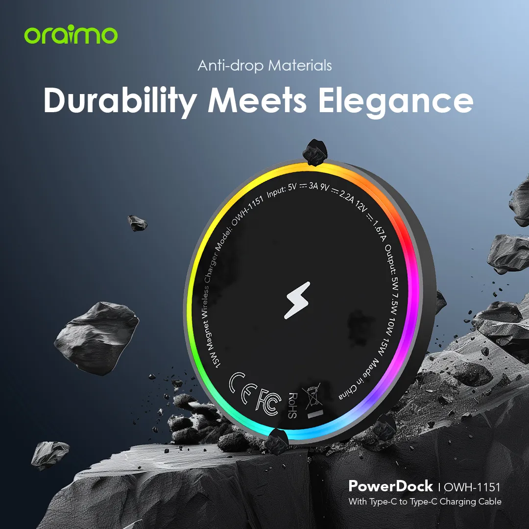 oraimo PowerDock 15W Magnetic Wireless Charging Pad OWH-1151 oraimo PowerDock 15W Magnetic Wireless Charging Pad owh 1151 5