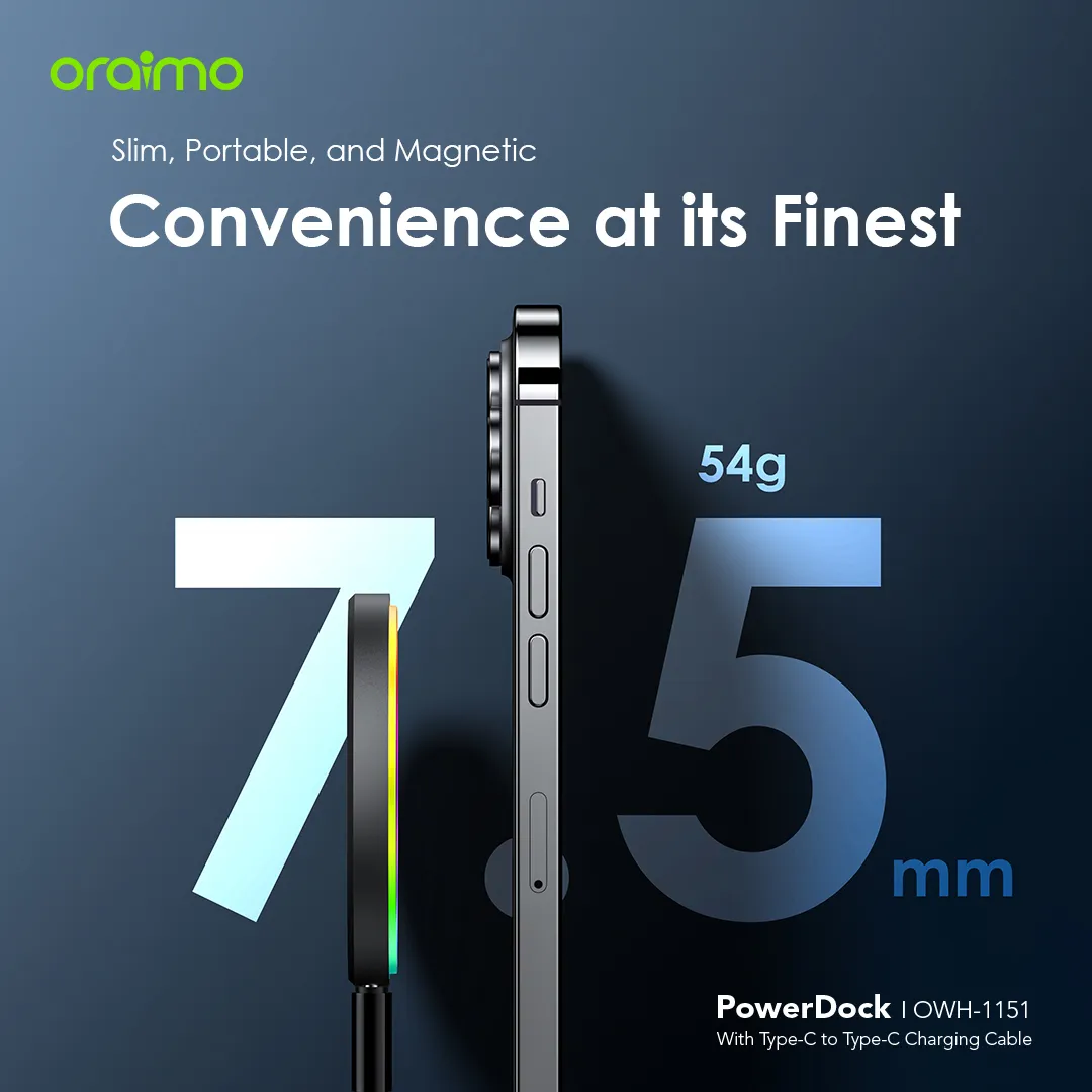 oraimo PowerDock 15W Magnetic Wireless Charging Pad OWH-1151 oraimo PowerDock 15W Magnetic Wireless Charging Pad owh 1151 7