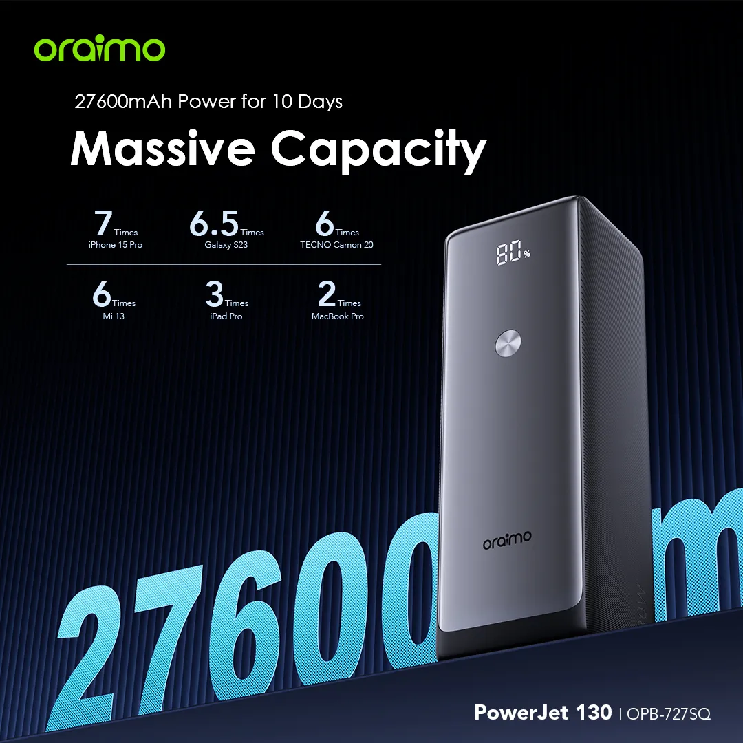 oraimo PowerJet 130 27600mAh 130W Power Bank opb 727SQ 13