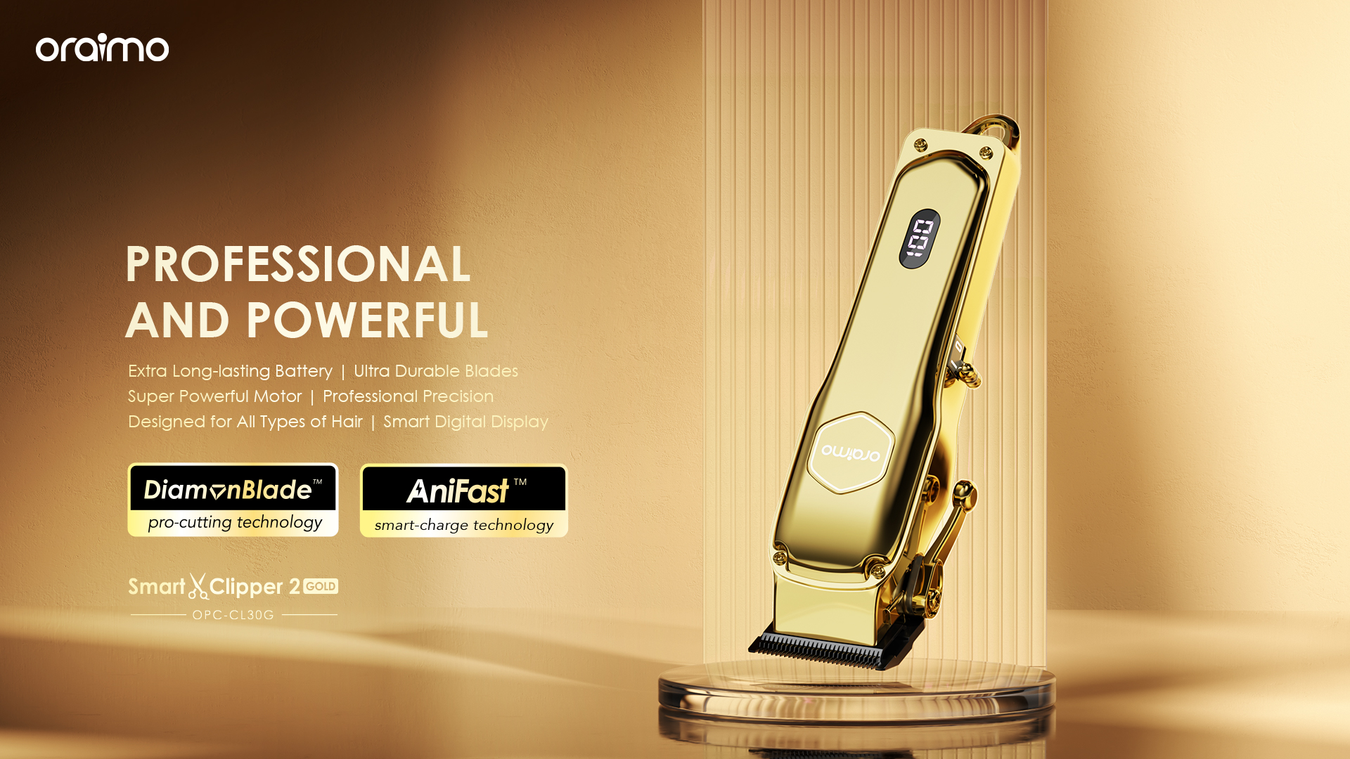 oraimo Smart Clipper 2 Gold Professional Hair Clipper opc cl30g 1