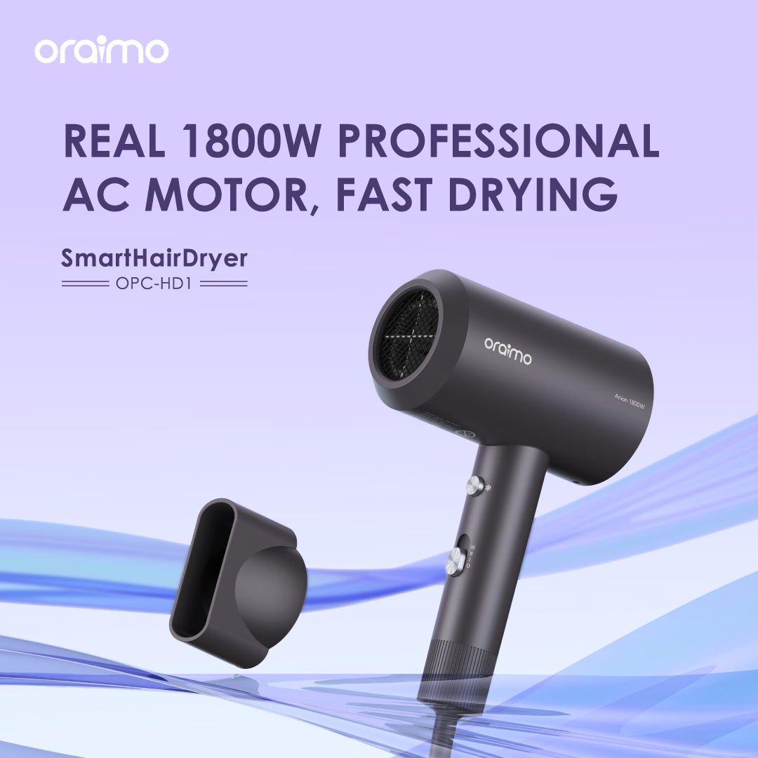 oraimo Smart Hair Dryer 1800W Negative Ion Hair Dryer OPC-HD1 oraimo Smart Hair Dryer 1800W Negative Ion Hair Dryer opc hd1 1