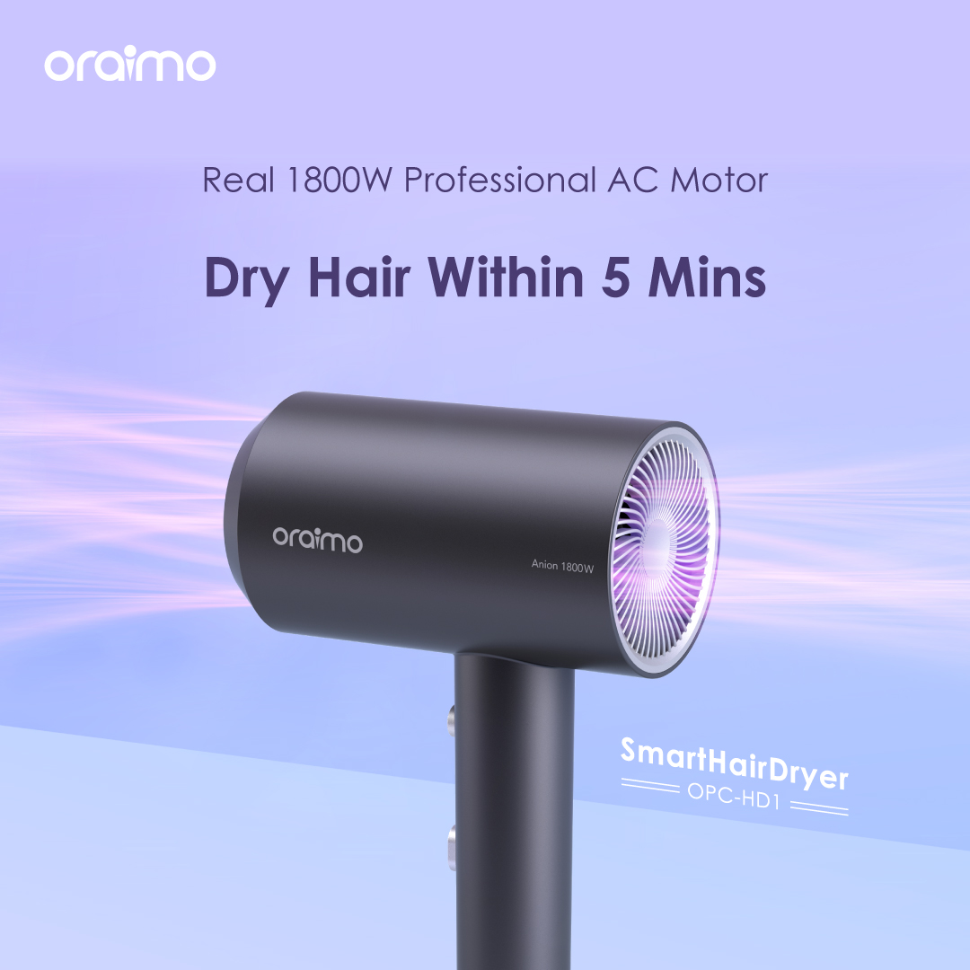 oraimo Smart Hair Dryer 1800W Negative Ion Hair Dryer OPC-HD1 oraimo Smart Hair Dryer 1800W Negative Ion Hair Dryer opc hd1 2