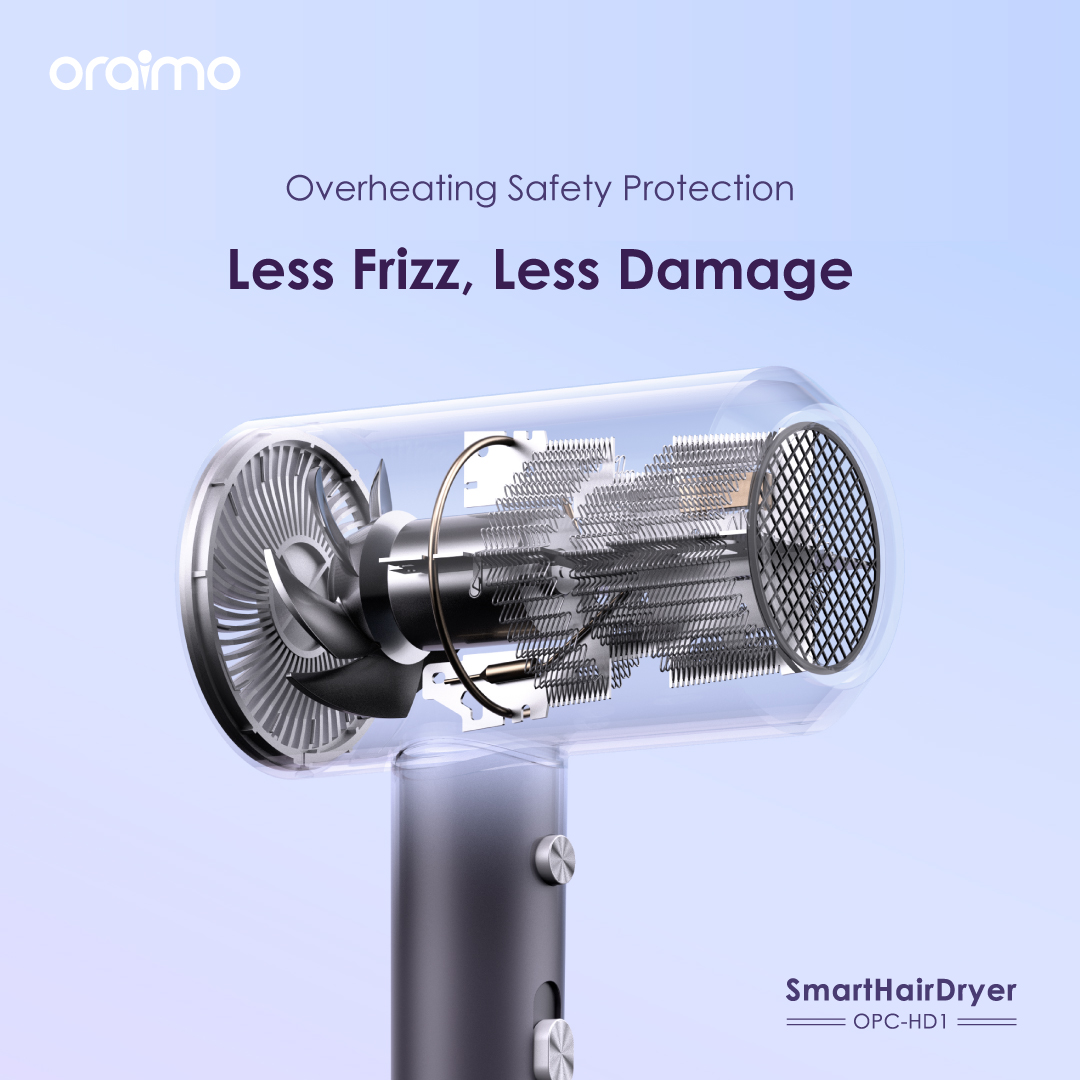 oraimo Smart Hair Dryer 1800W Negative Ion Hair Dryer OPC-HD1 oraimo Smart Hair Dryer 1800W Negative Ion Hair Dryer opc hd1 3