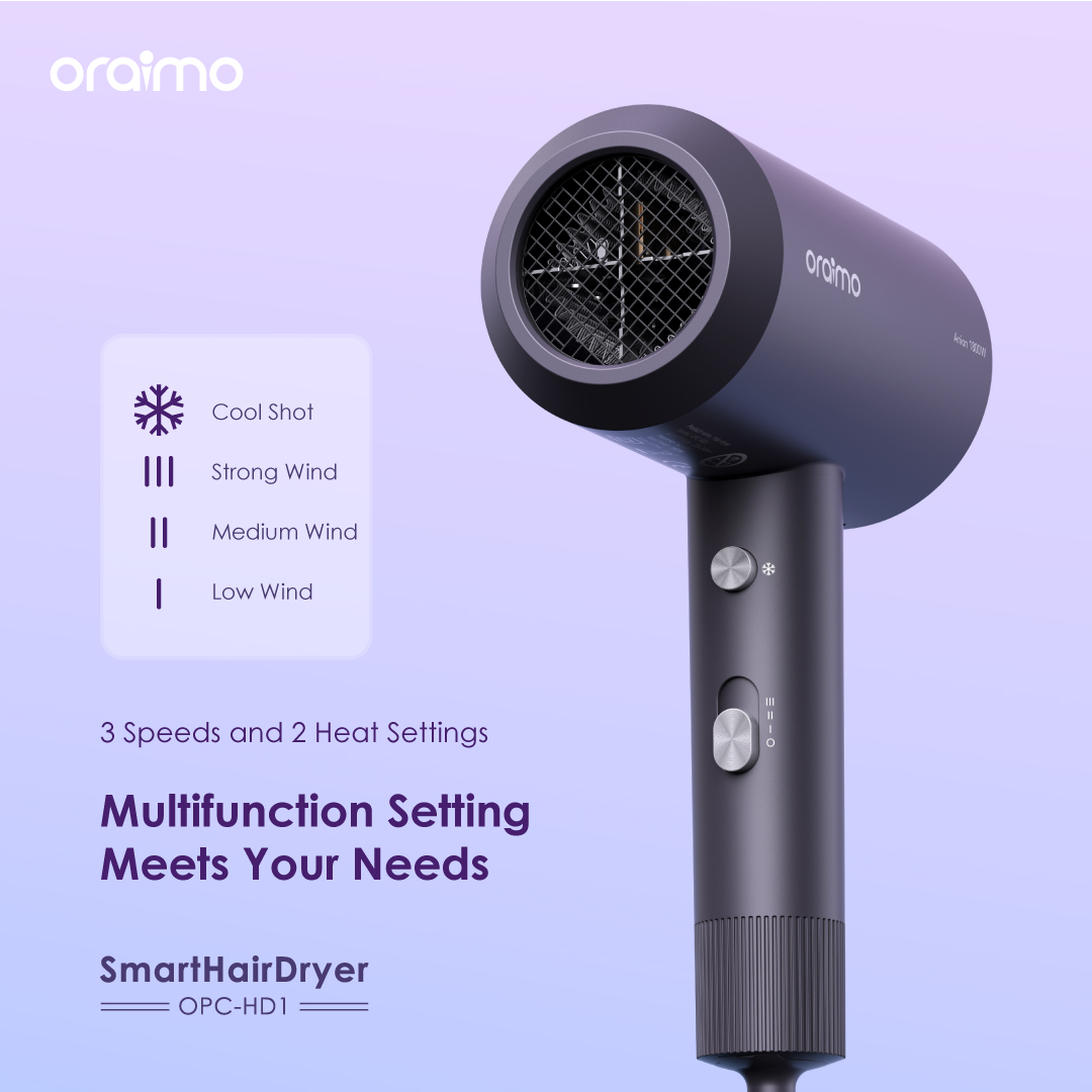 oraimo Smart Hair Dryer 1800W Negative Ion Hair Dryer OPC-HD1 oraimo Smart Hair Dryer 1800W Negative Ion Hair Dryer opc hd1 4
