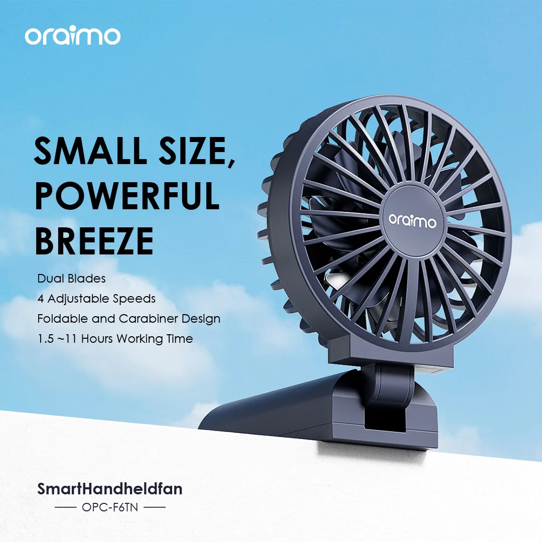 oraimo Smart Handheld Fan Dual Blades Foldable Fan opc f6tn 1