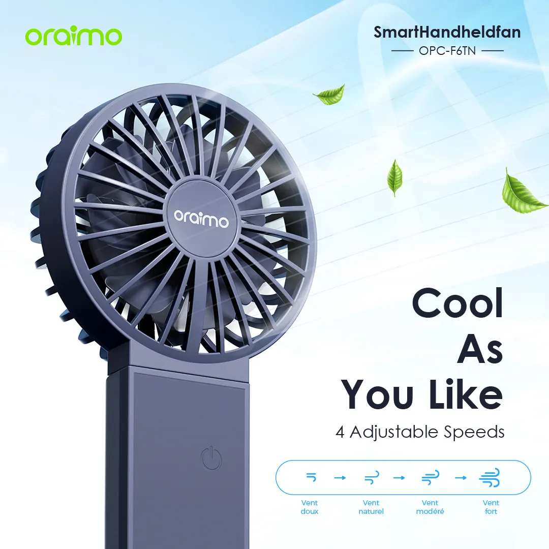 oraimo Smart Handheld Fan Dual Blades Foldable Fan opc f6tn 4