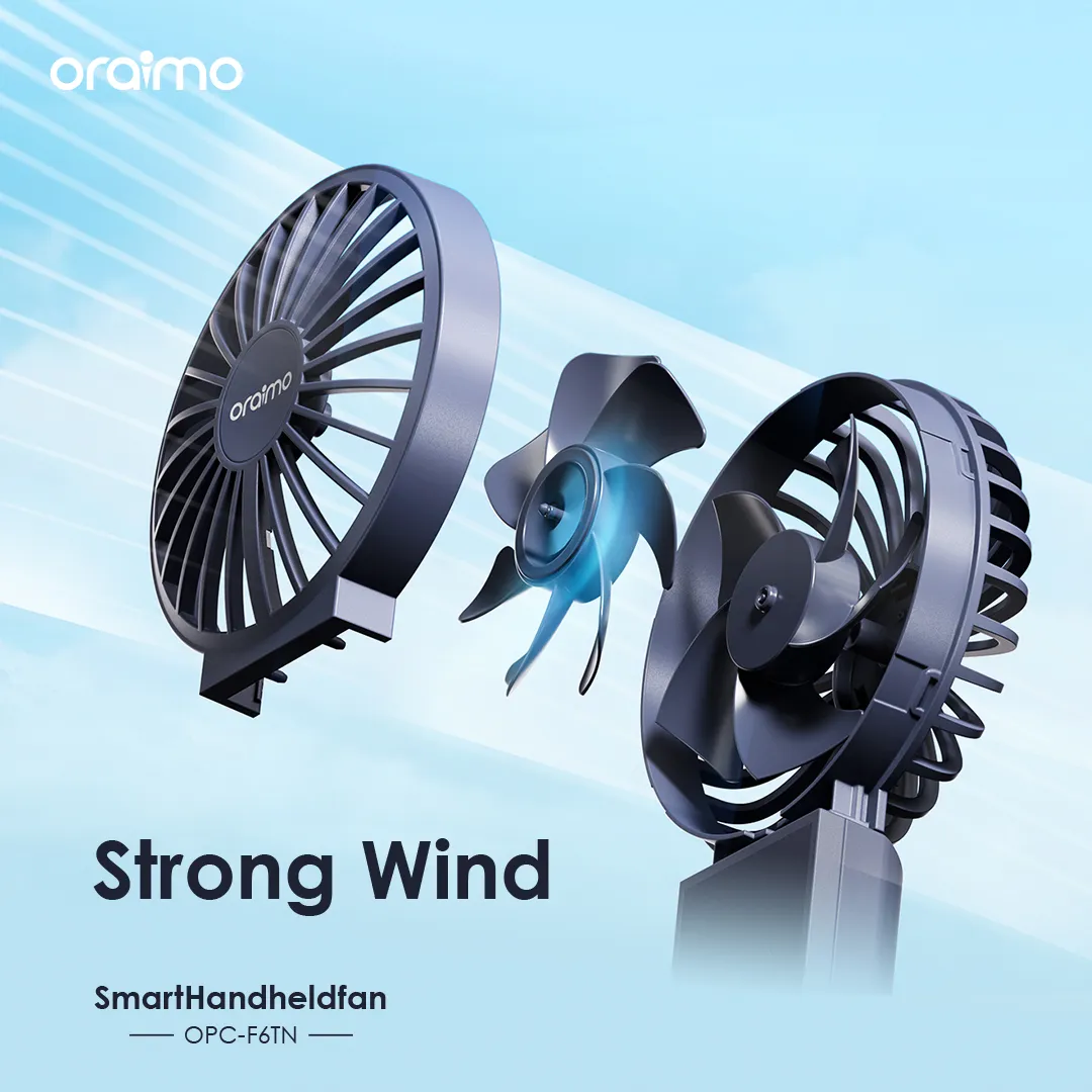 oraimo Smart Handheld Fan Dual Blades Foldable Fan opc f6tn 5