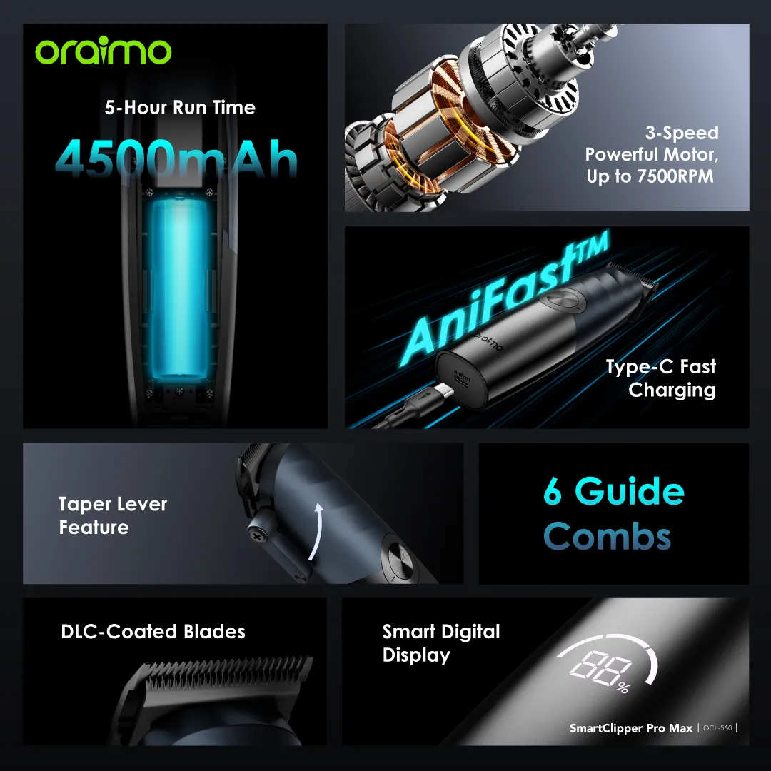 oraimo SmartClipper Pro Max Professional Hair Clipper OCL-560 oraimo SmartClipper Pro Max Professional Hair Clipper ocl 560 10