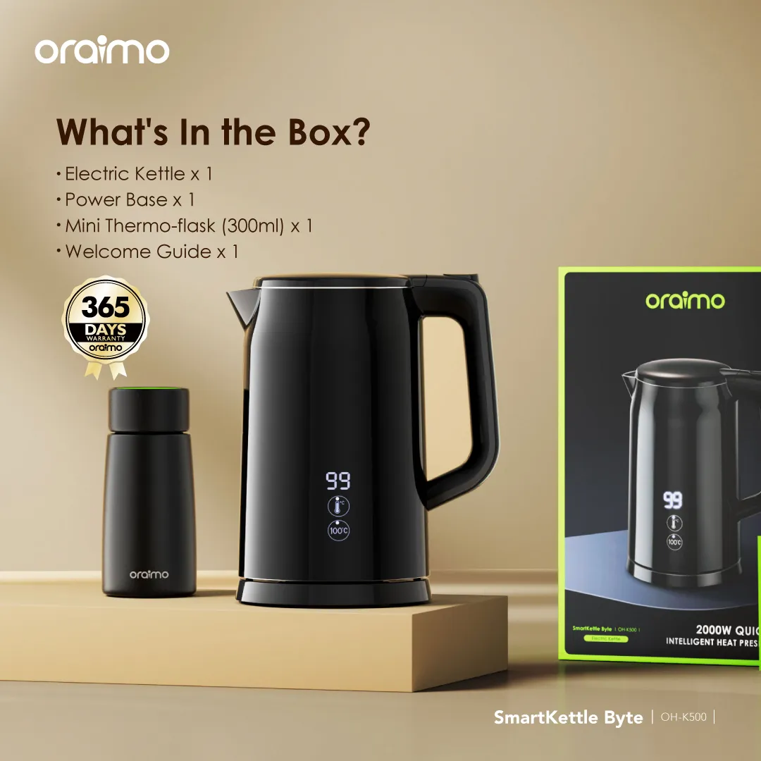oraimo SmartKettle Byte 2000W 304 Stainless Steel Electric Kettle OH-K500 oraimo SmartKettle Byte 2000W 304 Stainless Steel Electric Kettle oh k500 2