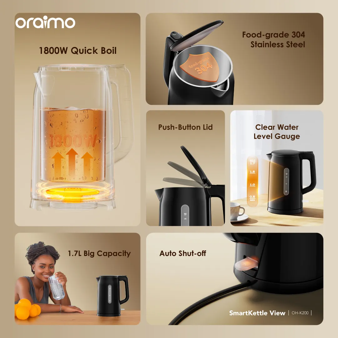 oraimo SmartKettle View 1.7L 304 Stainless Steel Electric Kettle OH-K200 oraimo SmartKettle View 1.7L 304 Stainless Steel Electric Kettle oh k200 10