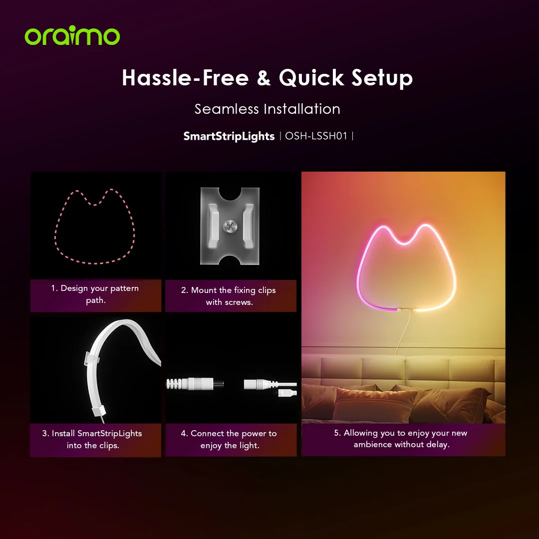 oraimo SmartStripLights 2M Colorful Smart Strip Lights OSH-LSSH01 oraimo SmartStripLights 2M Colorful Smart Strip Lights 3