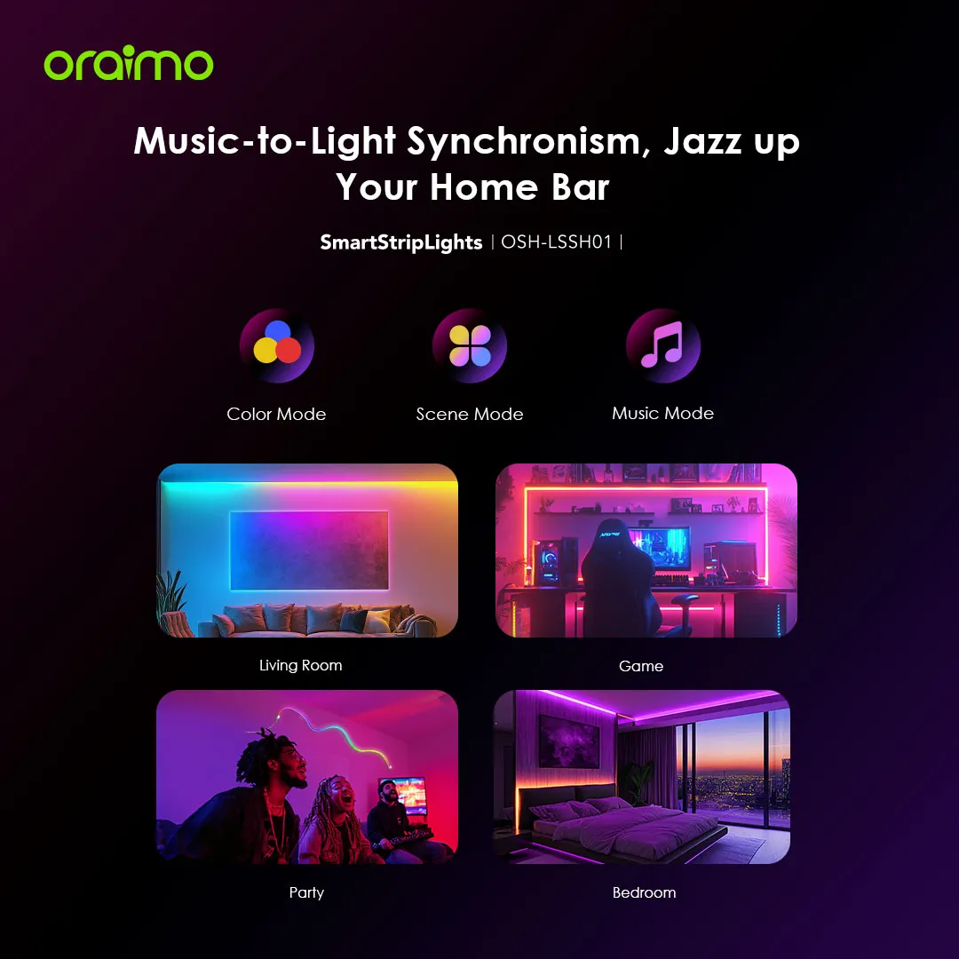 oraimo SmartStripLights 2M Colorful Smart Strip Lights OSH-LSSH01 oraimo SmartStripLights 2M Colorful Smart Strip Lights 8