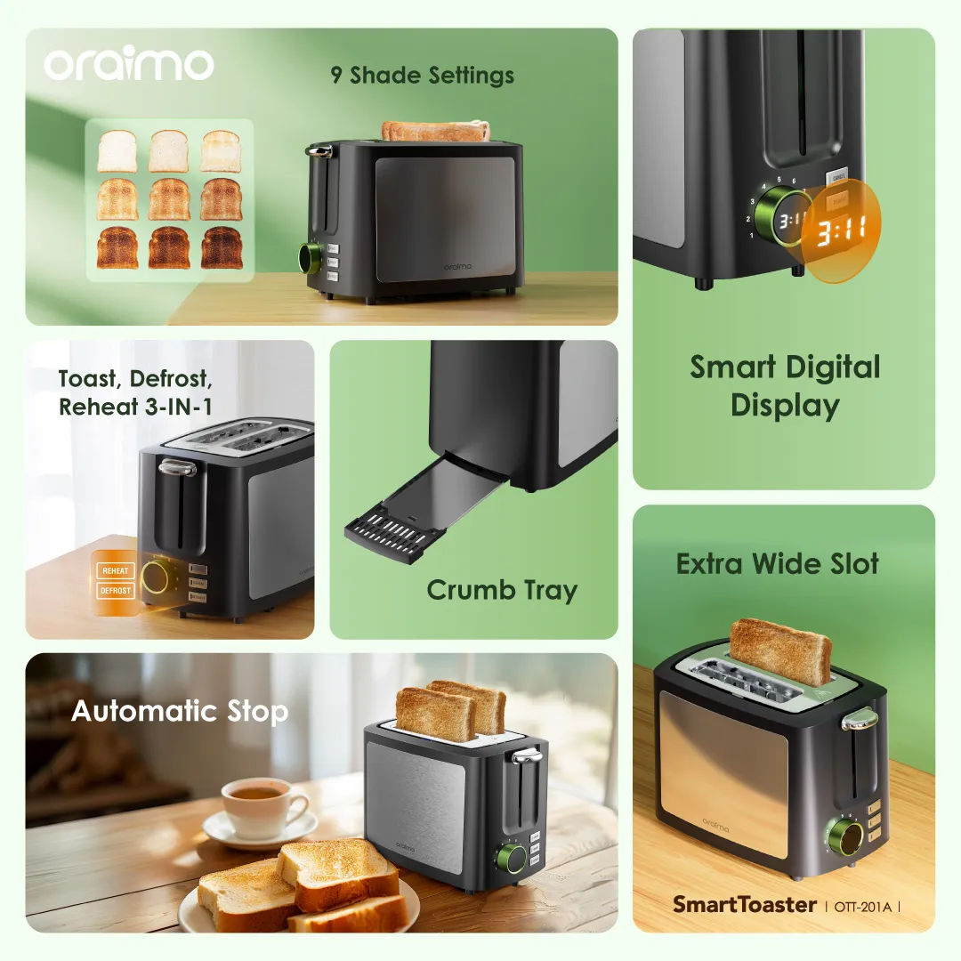 oraimo SmartToaster 950W 9-Shade 3-in-1 Toaster OTT-201A oraimo SmartToaster 950W 9 Shade 3 in 1 Toaster ott 201a 8